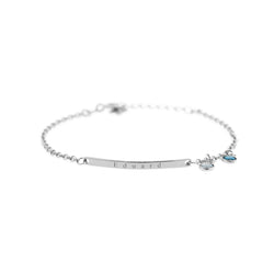 Bracelet With Engravings On Front And Back + Cubic Zirconia Birthstones.  silver