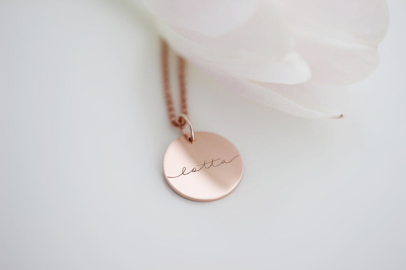 New!  Pin Necklace With Engraving.  Calligraphy.  Stainless steel waterproof