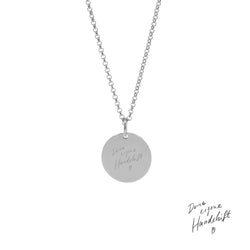 Pin Necklace With Engraving.  Own handwriting, photo, footprint.  silver