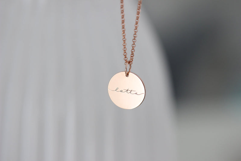 New!  Pin Necklace With Engraving.  Calligraphy.  Stainless steel waterproof