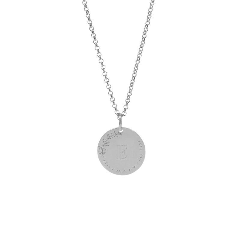 Pin Necklace With Engraving.  Data of your favorite people.  silver