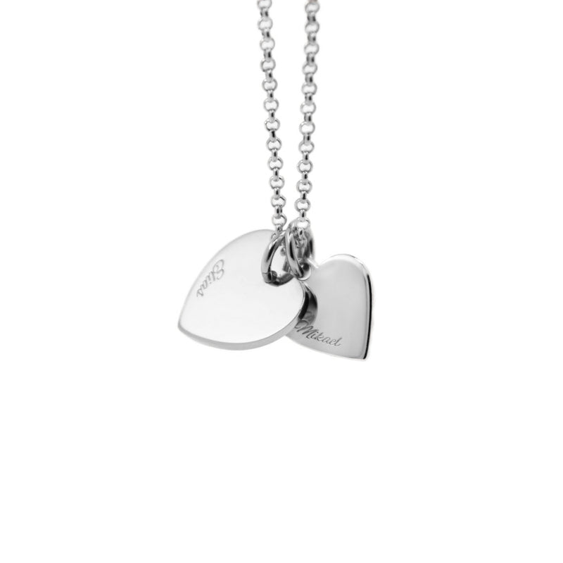 Herz-Plättchen Halskette mit Gravuren. Silber